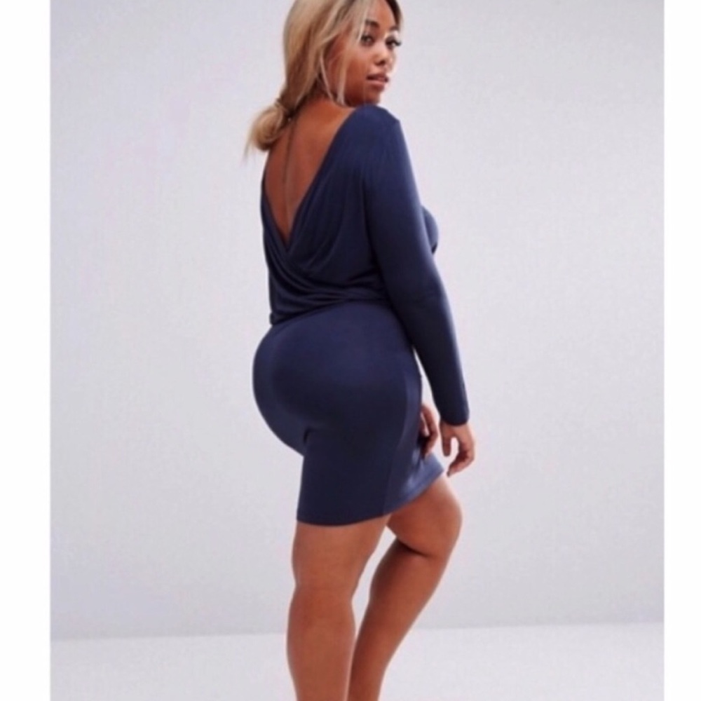 Junarose Long Sleeve Jersey Open V Back Dress